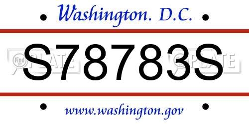S78783S District Of Columbia License Plate