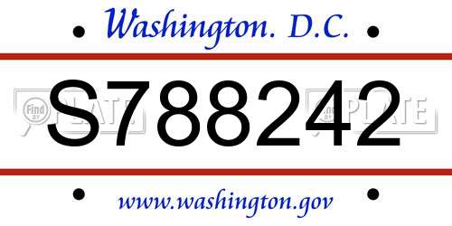 S788242 District Of Columbia License Plate