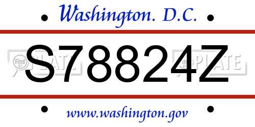 S78824Z District Of Columbia License Plate