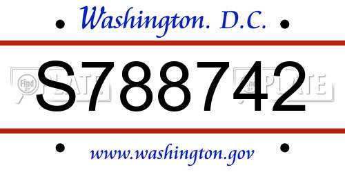 S788742 District Of Columbia License Plate