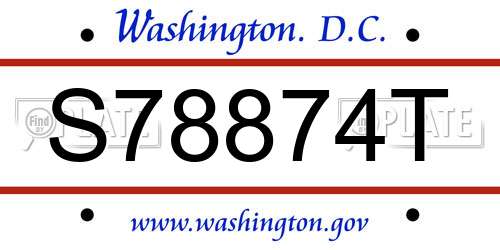 S78874T District Of Columbia License Plate