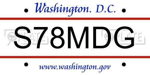 S78MDG District Of Columbia License Plate