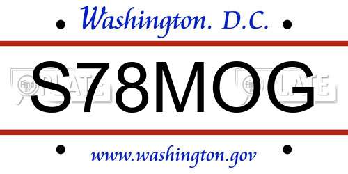 S78MOG District Of Columbia License Plate