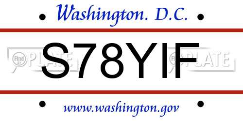 S78YIF District Of Columbia License Plate