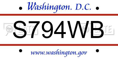 S794WB District Of Columbia License Plate