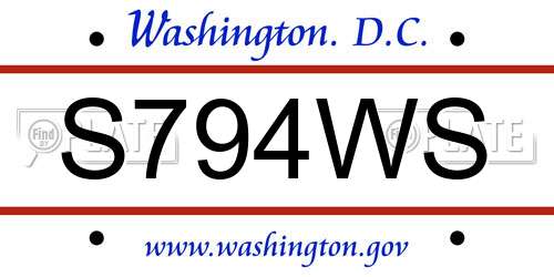 S794WS District Of Columbia License Plate