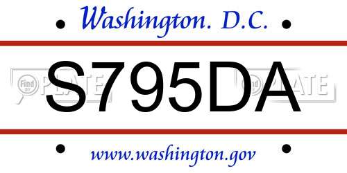 S795DA District Of Columbia License Plate