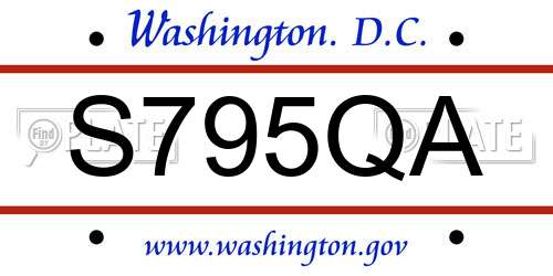 S795QA District Of Columbia License Plate