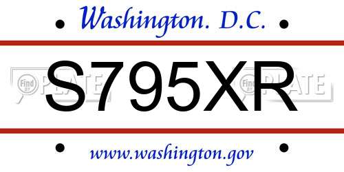 S795XR District Of Columbia License Plate