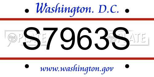 S7963S District Of Columbia License Plate