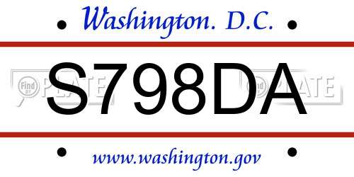 S798DA District Of Columbia License Plate