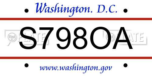 S798OA District Of Columbia License Plate