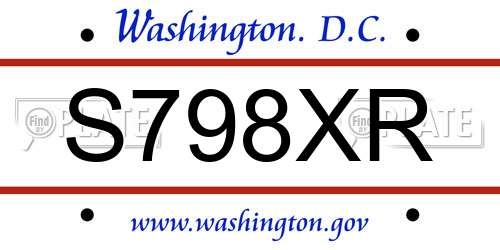 S798XR District Of Columbia License Plate