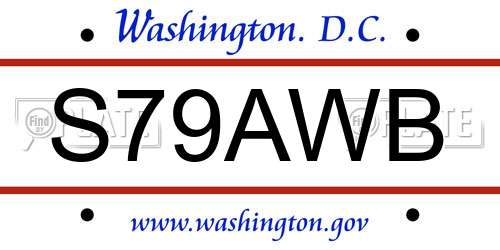 S79AWB District Of Columbia License Plate