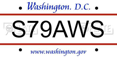 S79AWS District Of Columbia License Plate