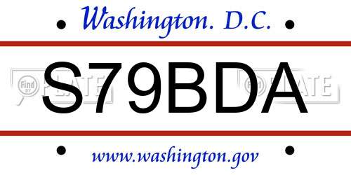S79BDA District Of Columbia License Plate
