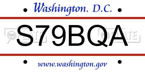 S79BQA District Of Columbia License Plate
