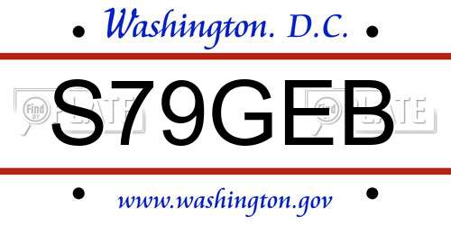 S79GEB District Of Columbia License Plate
