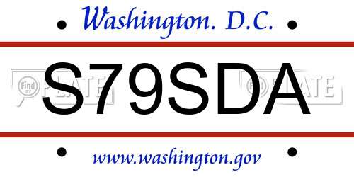 S79SDA District Of Columbia License Plate