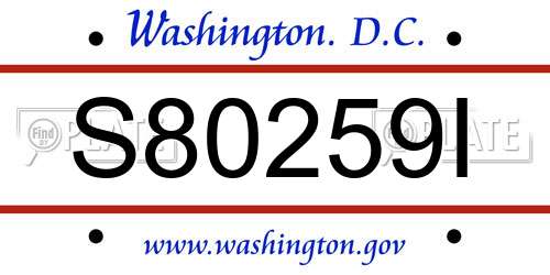 S80259I District Of Columbia License Plate