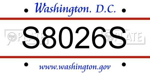 S8026S District Of Columbia License Plate