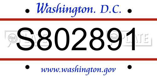 S802891 District Of Columbia License Plate