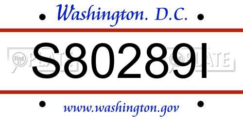 S80289I District Of Columbia License Plate