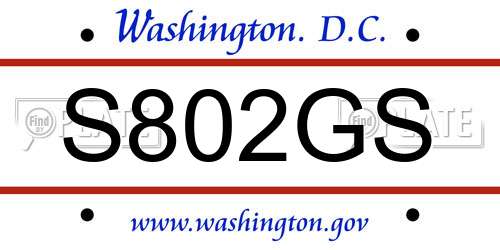 S802GS District Of Columbia License Plate