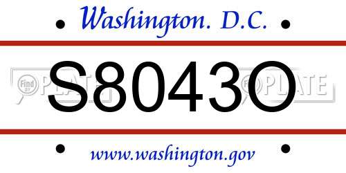 S8043O District Of Columbia License Plate