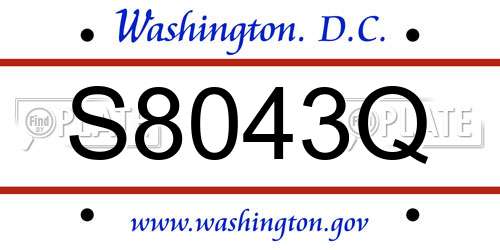 S8043Q District Of Columbia License Plate