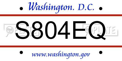 S804EQ District Of Columbia License Plate
