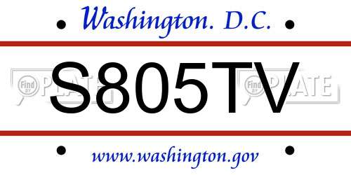 S805TV District Of Columbia License Plate