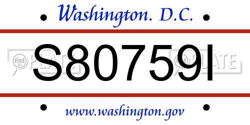 S80759I District Of Columbia License Plate