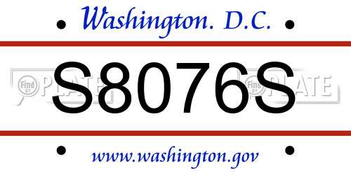 S8076S District Of Columbia License Plate