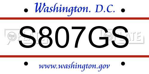 S807GS District Of Columbia License Plate