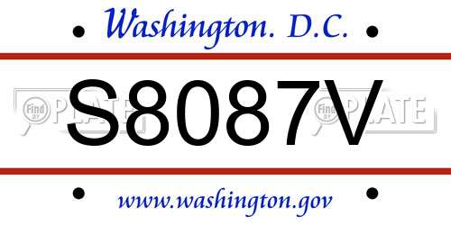 S8087V District Of Columbia License Plate