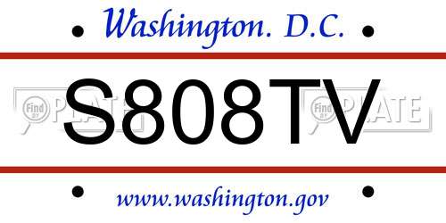 S808TV District Of Columbia License Plate