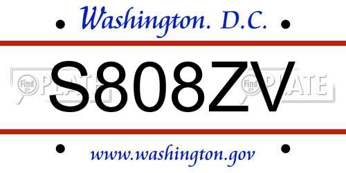 S808ZV District Of Columbia License Plate