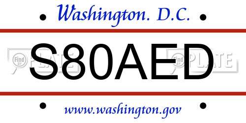 S80AED District Of Columbia License Plate