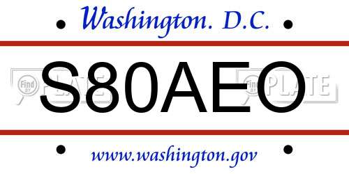 S80AEO District Of Columbia License Plate