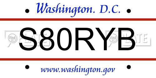 S80RYB District Of Columbia License Plate