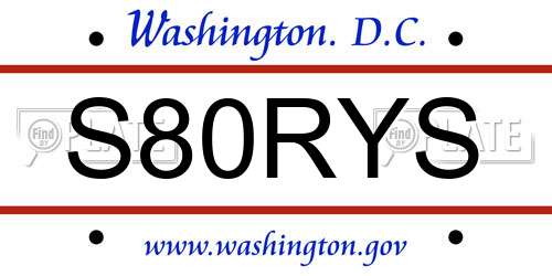S80RYS District Of Columbia License Plate