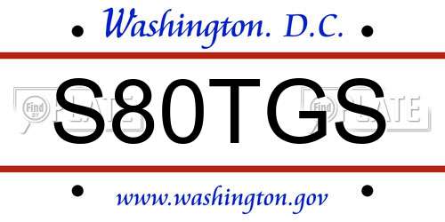 S80TGS District Of Columbia License Plate