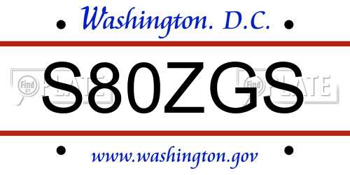 S80ZGS District Of Columbia License Plate
