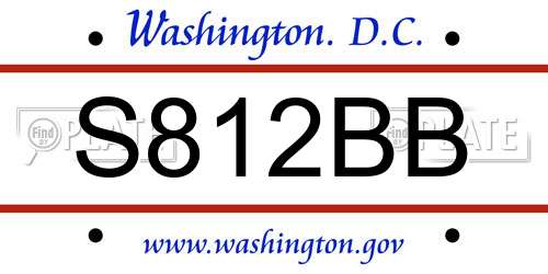 S812BB District Of Columbia License Plate