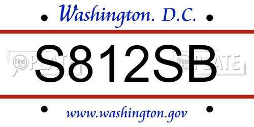 S812SB District Of Columbia License Plate