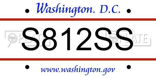 S812SS District Of Columbia License Plate