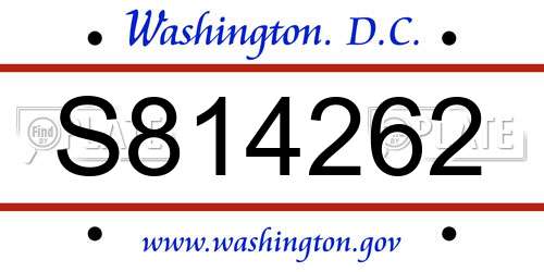 S814262 District Of Columbia License Plate