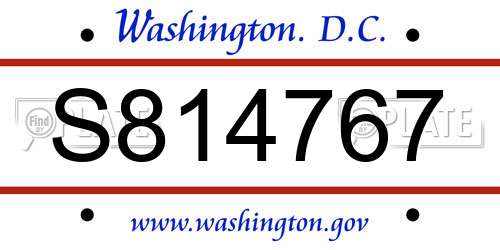 S814767 District Of Columbia License Plate