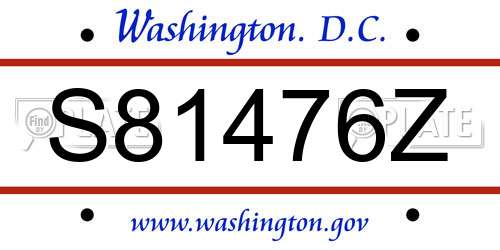 S81476Z District Of Columbia License Plate
